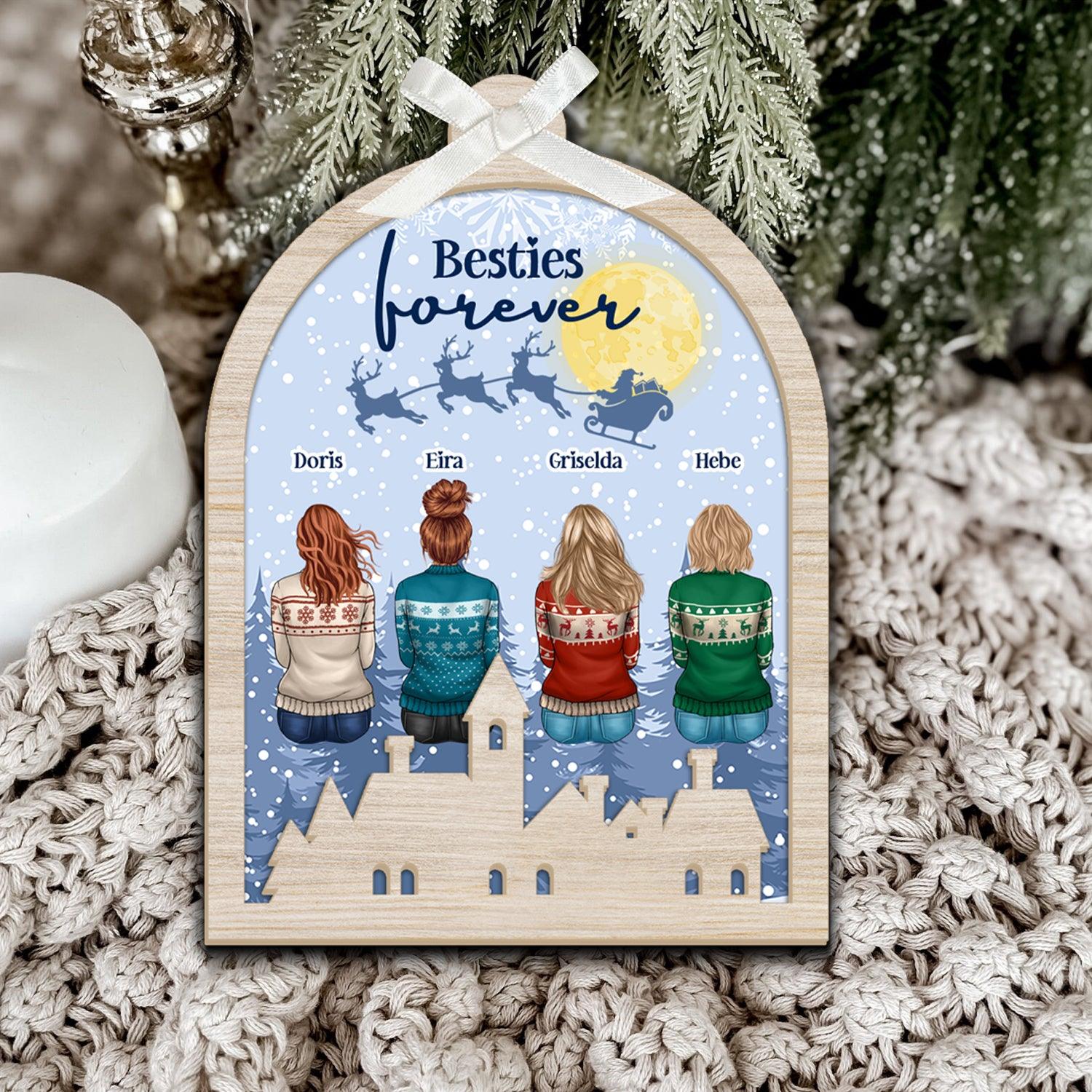 Besties Forever Holiday Christmas Ornament - Custom Wood & Acrylic