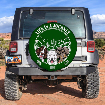 Personalized Custom Texts, Dog Breeds And Names Out Side Camping Beach -Car Tire Cover