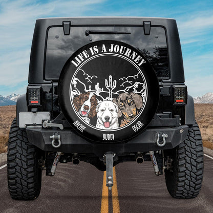 Personalized Custom Texts, Dog Breeds And Names Out Side Camping Beach -Car Tire Cover