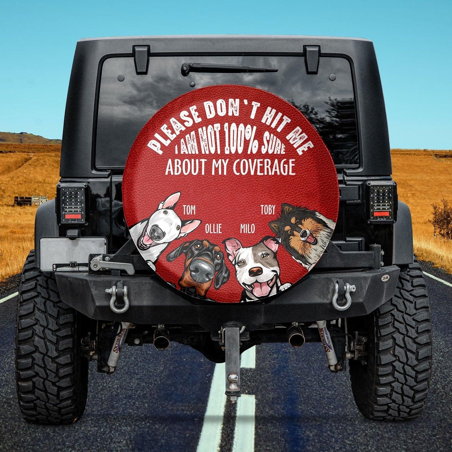 Personalized Custom Texts, Dog Breeds & Names Car Tire Cover