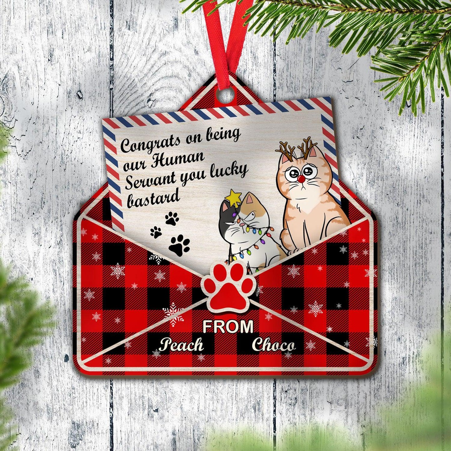 Cats Letter For You Christmas Ornament - Custom Wood Gift