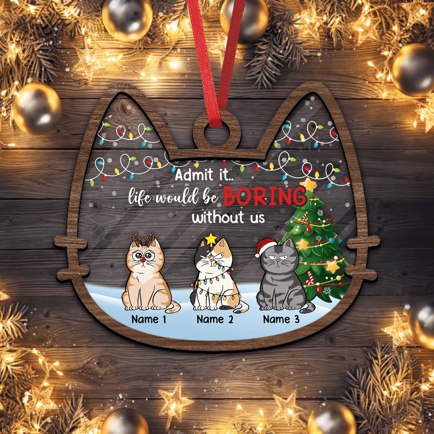 Geben Sie zu, dass Weihnachten ohne Katzen langweilig wird. Weihnachtsbaumschmuck – individuelle Form aus Holz und Acryl. 