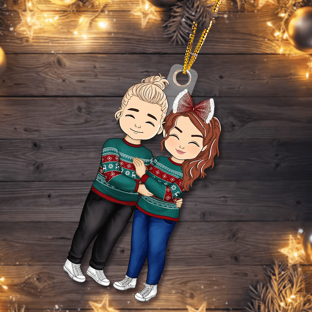 Paar in der Weihnachtszeit, das beste Geschenk für Ihren Mann – personalisiertes Acrylornament in individueller Form 