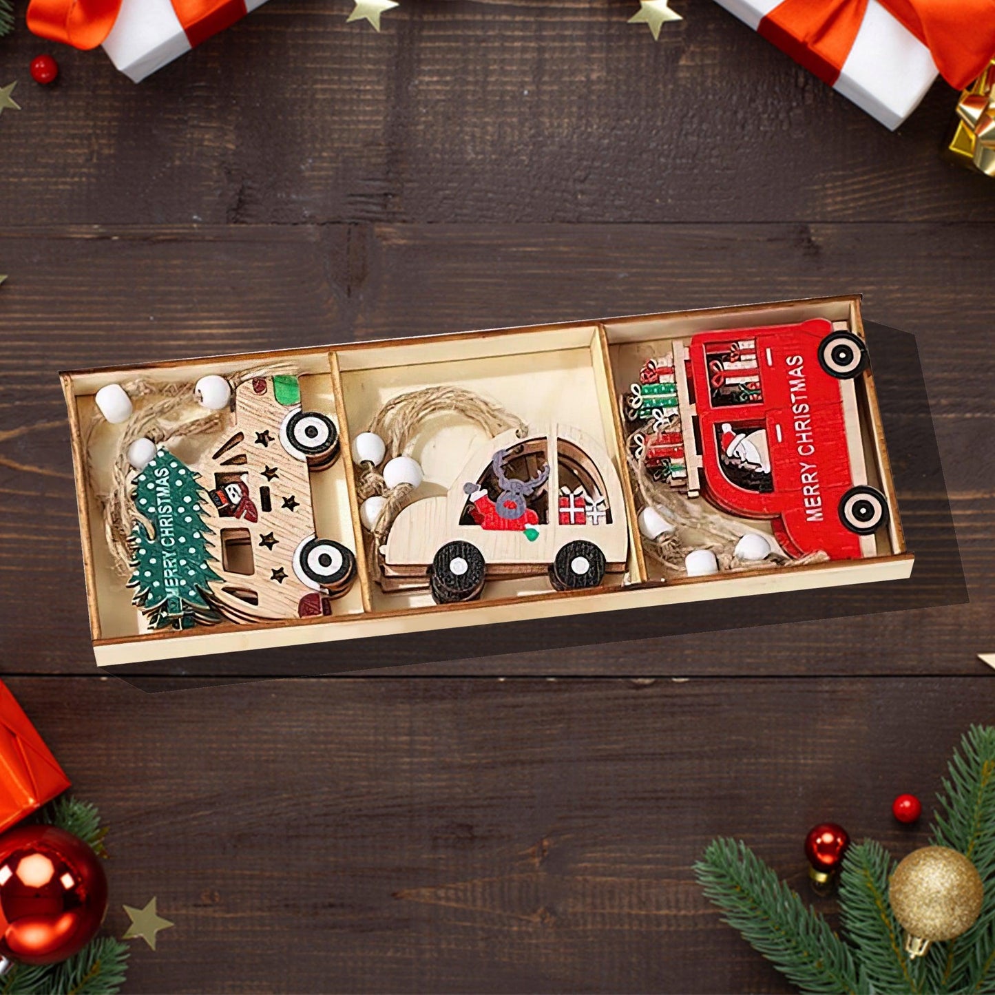 Cute Wooden Hanging Set - Christmas Hanging Tree Decor