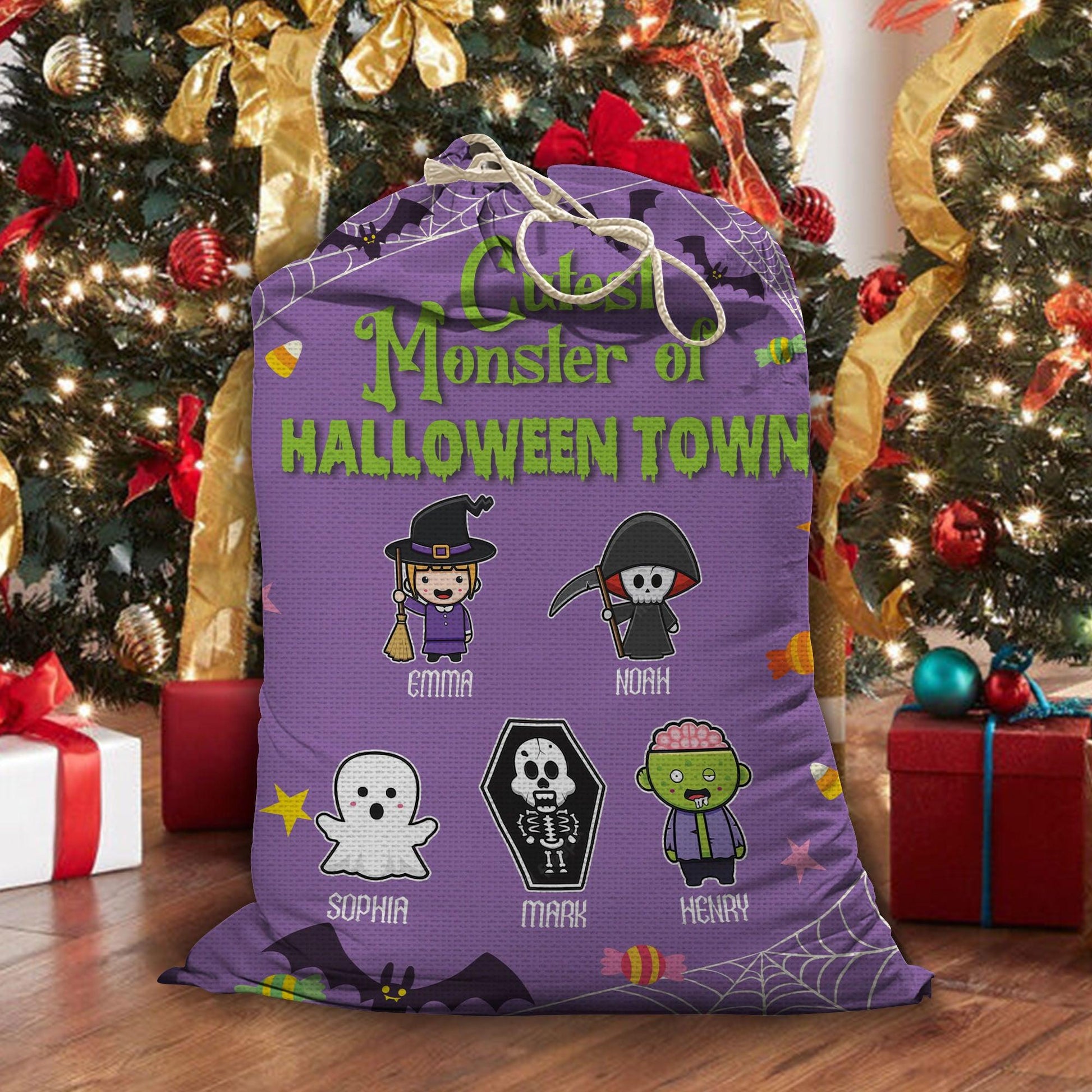 Personalized Halloween Trick Sack - Cutest Monster Of Town Bag