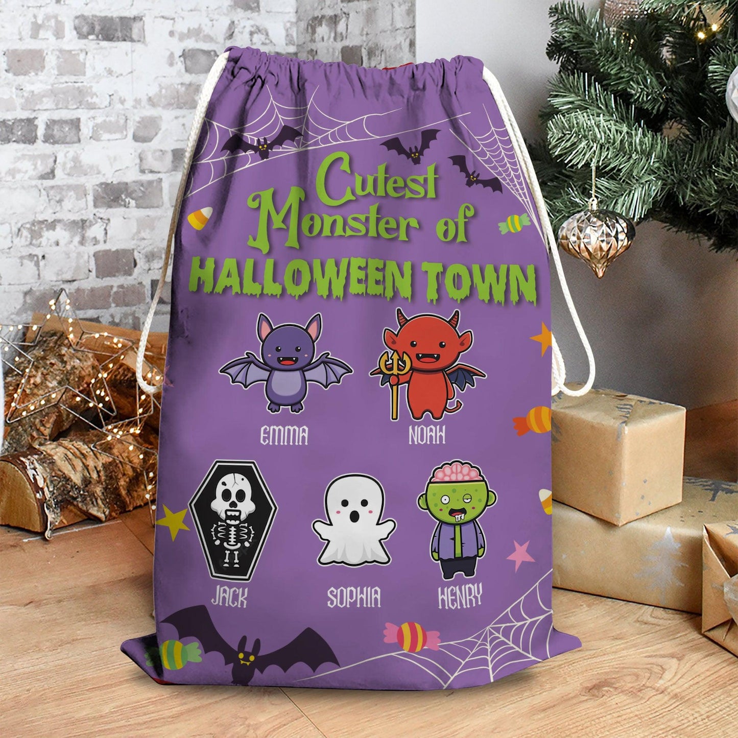 Personalized Halloween Trick Sack - Cutest Monster Of Town Bag