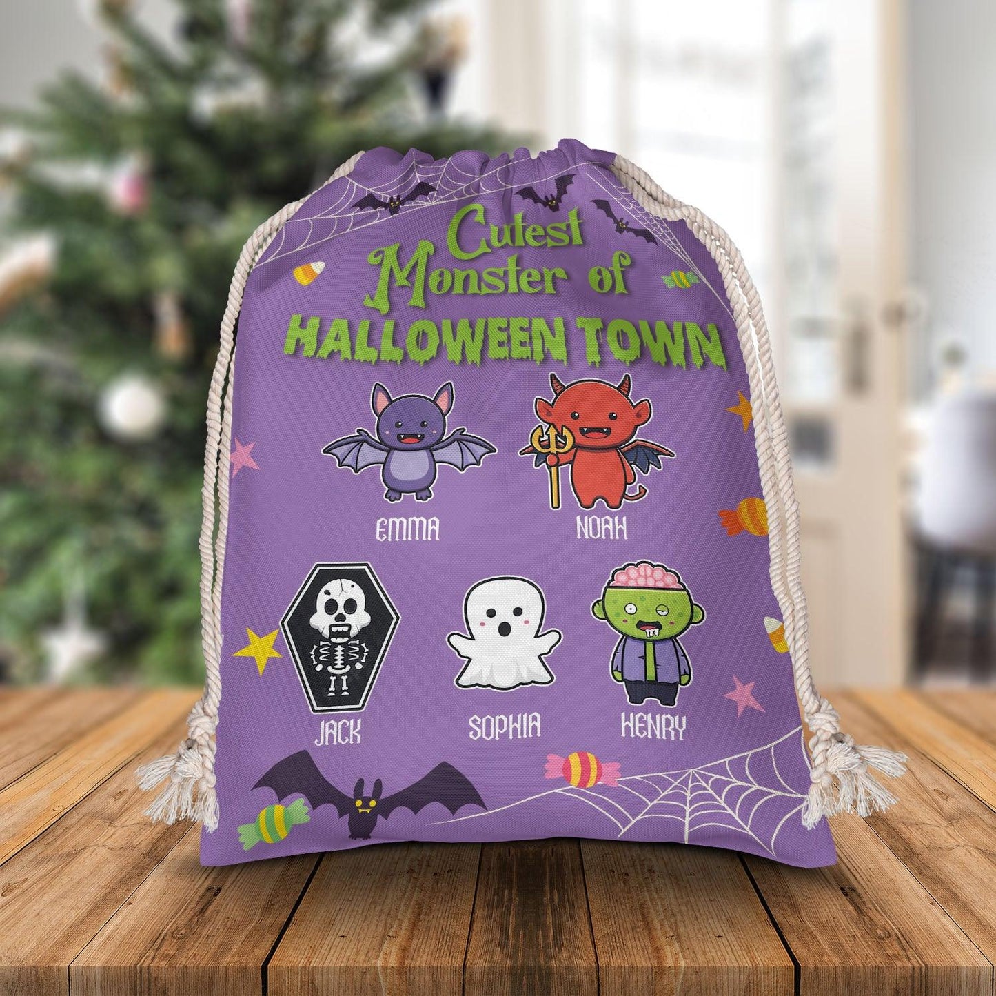 Personalized Halloween Trick Sack - Cutest Monster Of Town Bag