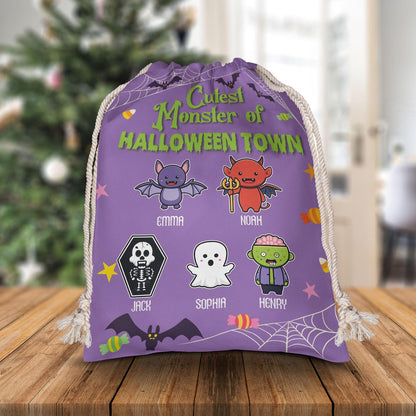 Personalized Halloween Trick Sack - Cutest Monster Of Town Bag
