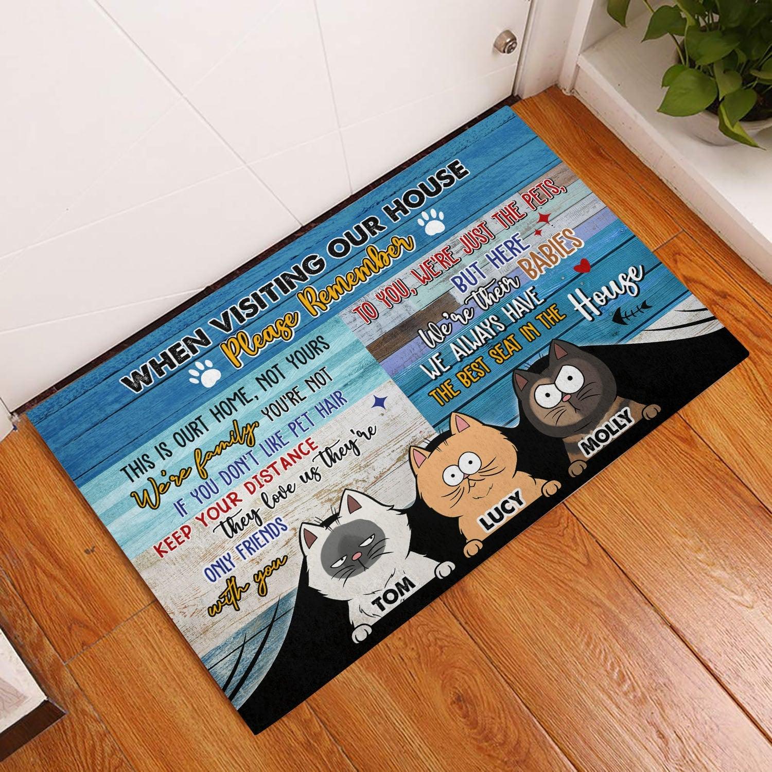 Personalized Cat Doormat - When Visiting Our House Funny Gift