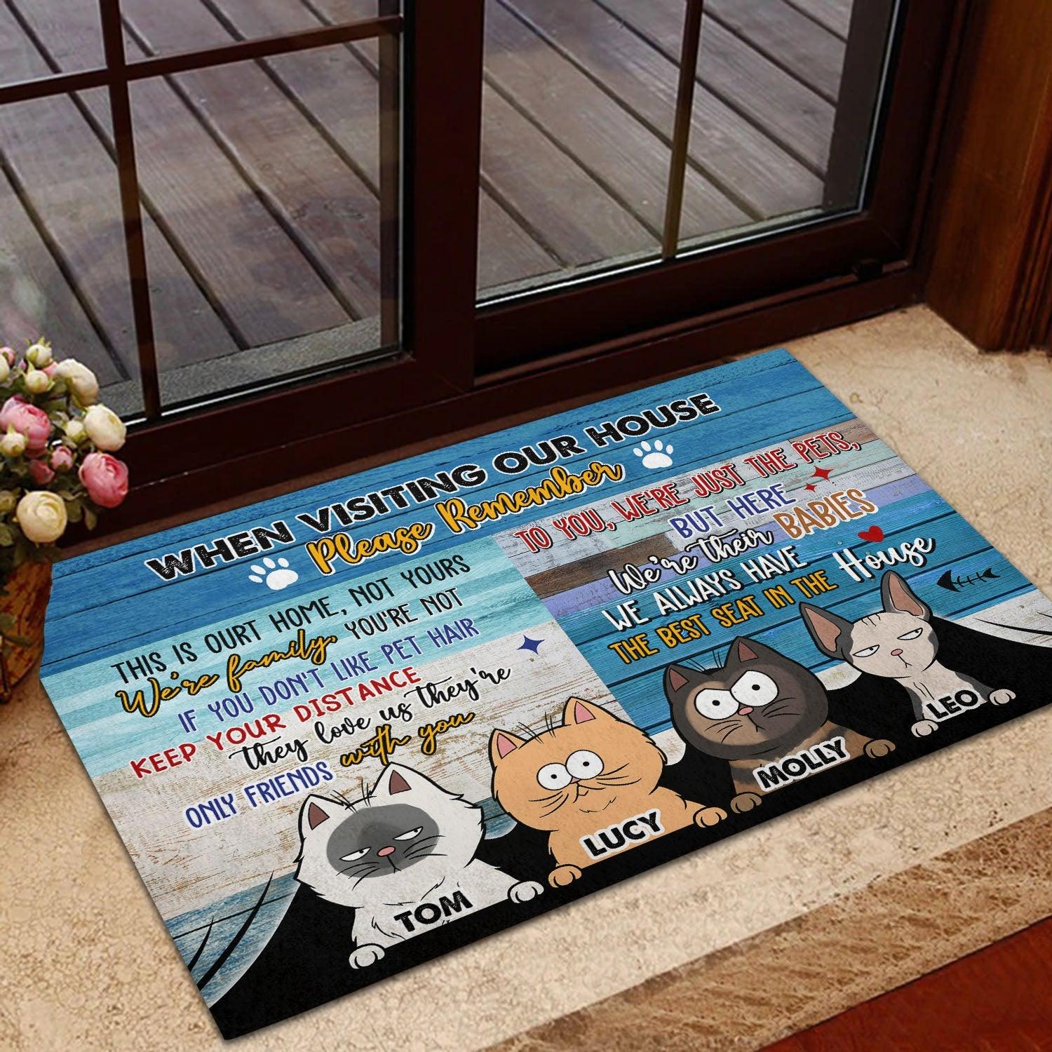 Personalized Cat Doormat When Visiting Our House Funny Gift