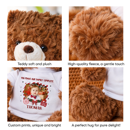 Christmas Family Together - Teddy Bear With Personalized Photo Shirt