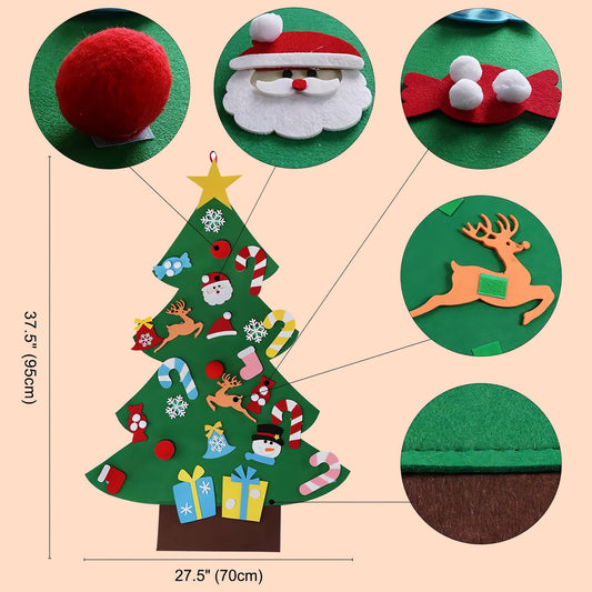 Felt Christmas Tree Set with Ornaments for Kids Sticker Christmas Tree