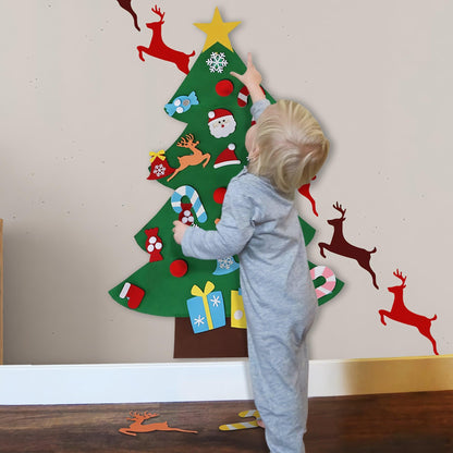 Felt Christmas Tree Set with Ornaments for Kids Sticker Christmas Tree