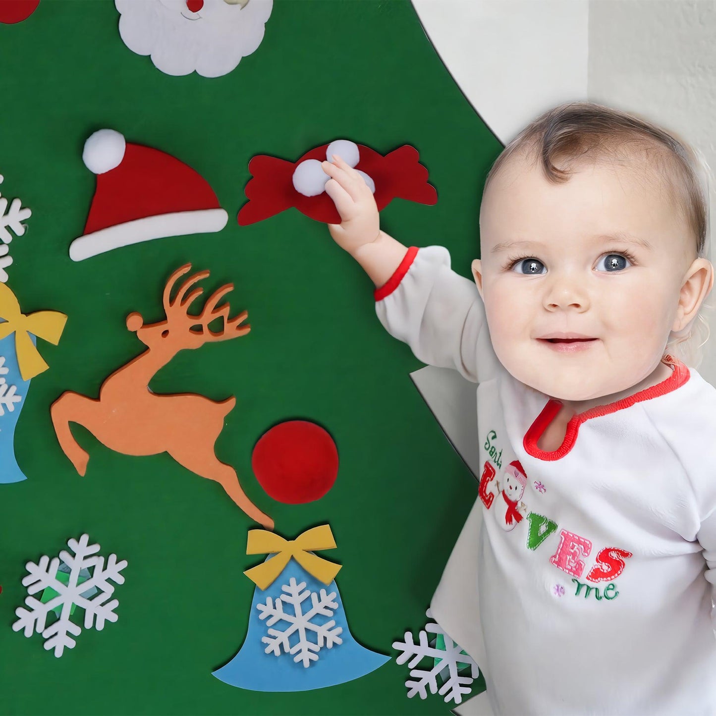 Felt Christmas Tree Set with Ornaments for Kids Sticker Christmas Tree