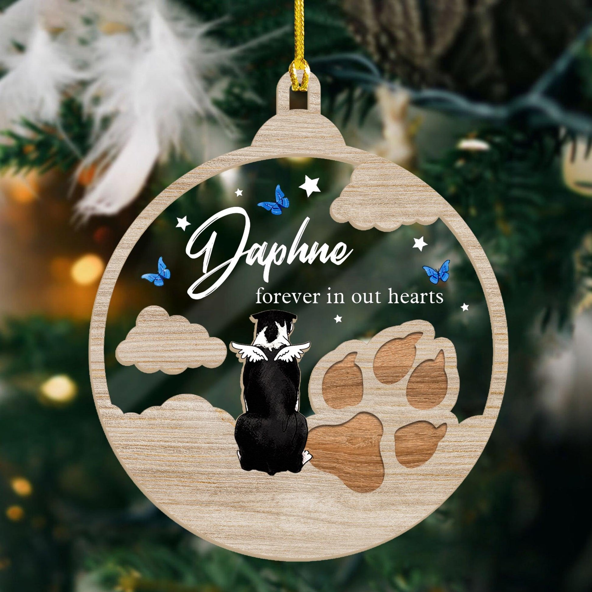 Forever In My Heart Dog Memorial Ornament - Wood and Acrylic Ornament