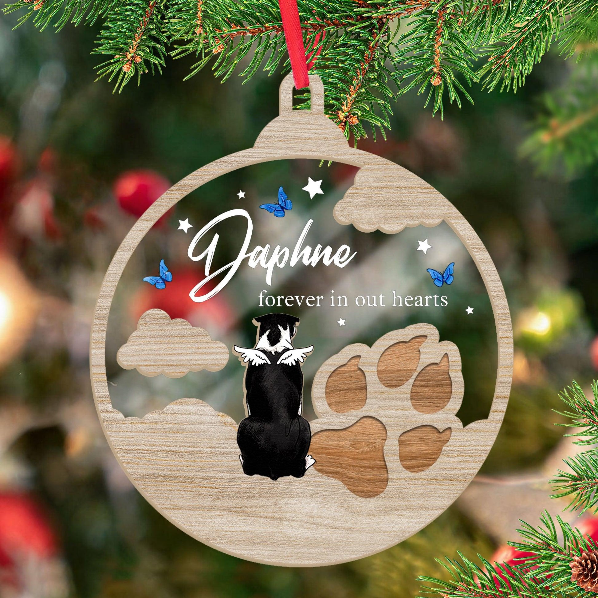 Forever In My Heart Dog Memorial Ornament - Wood and Acrylic Ornament