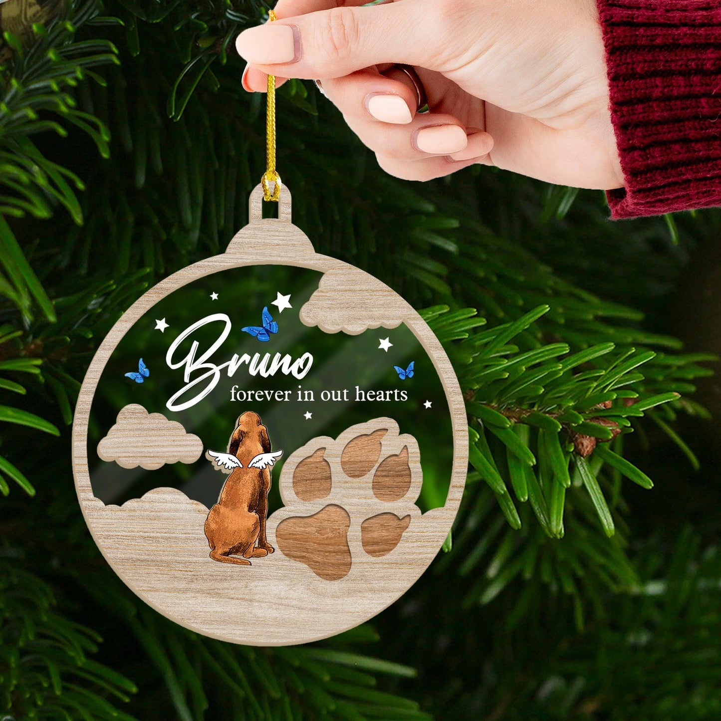 Forever In My Heart Dog Memorial Ornament - Wood and Acrylic Ornament