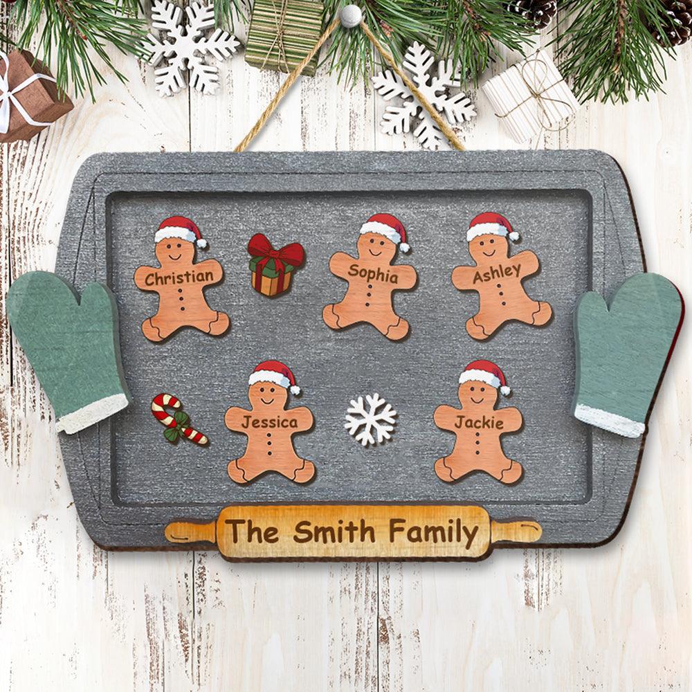 Gingerbread Family Christmas Gift - Personalized Door Sign