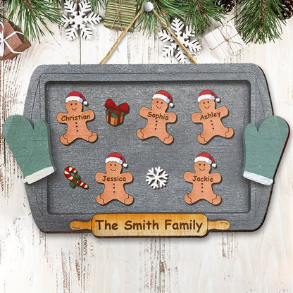 Gingerbread Family Christmas Gift - Personalized Door Sign