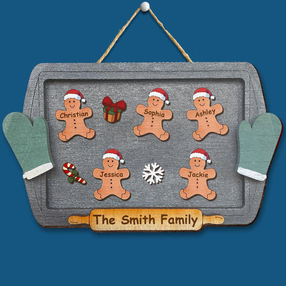 Gingerbread Family Christmas Gift - Personalized Door Sign