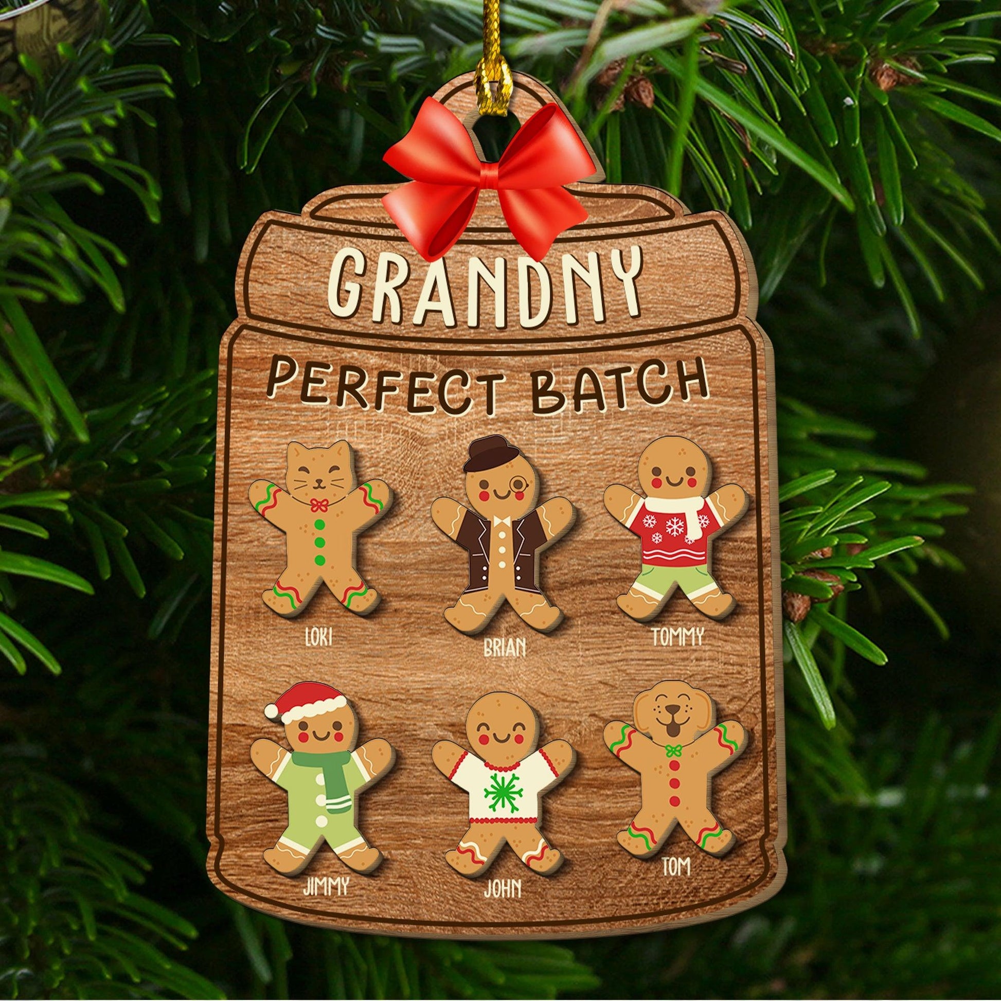 Gingerbread Nana Ornament - Custom Grandkids Christmas Gift