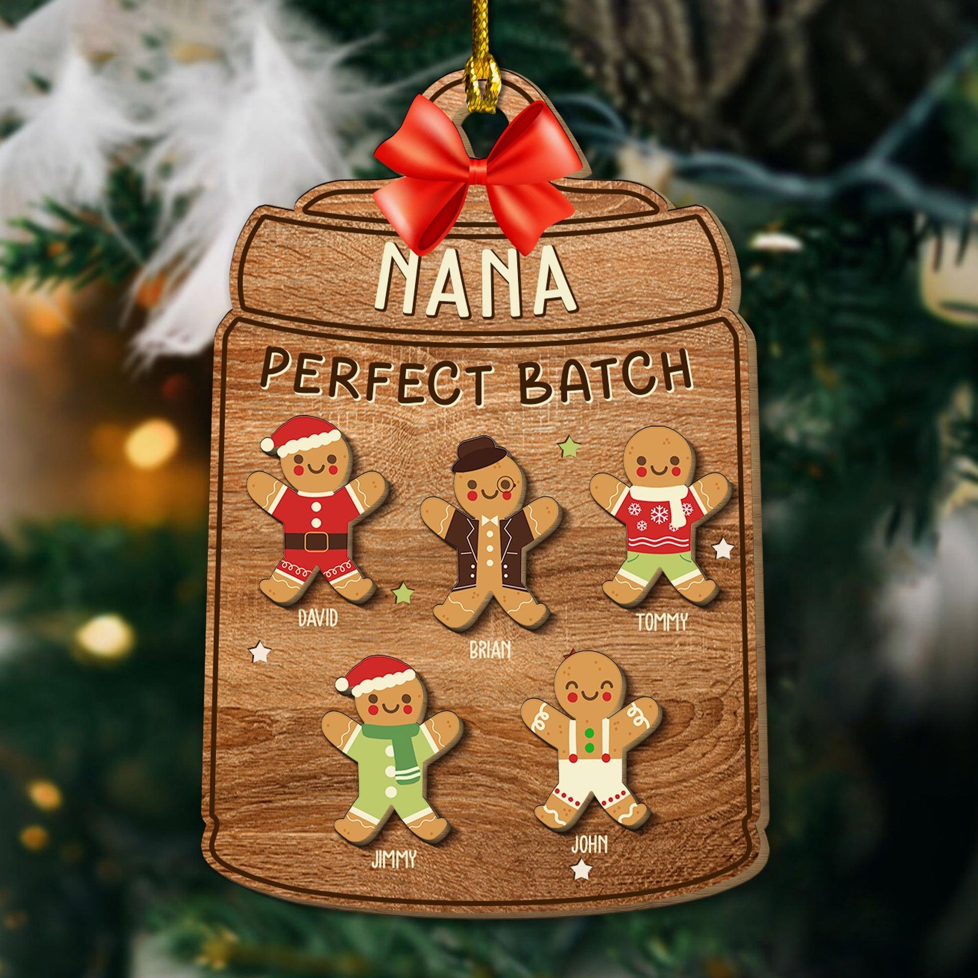 Gingerbread Nana Ornament - Custom Grandkids Christmas Gift