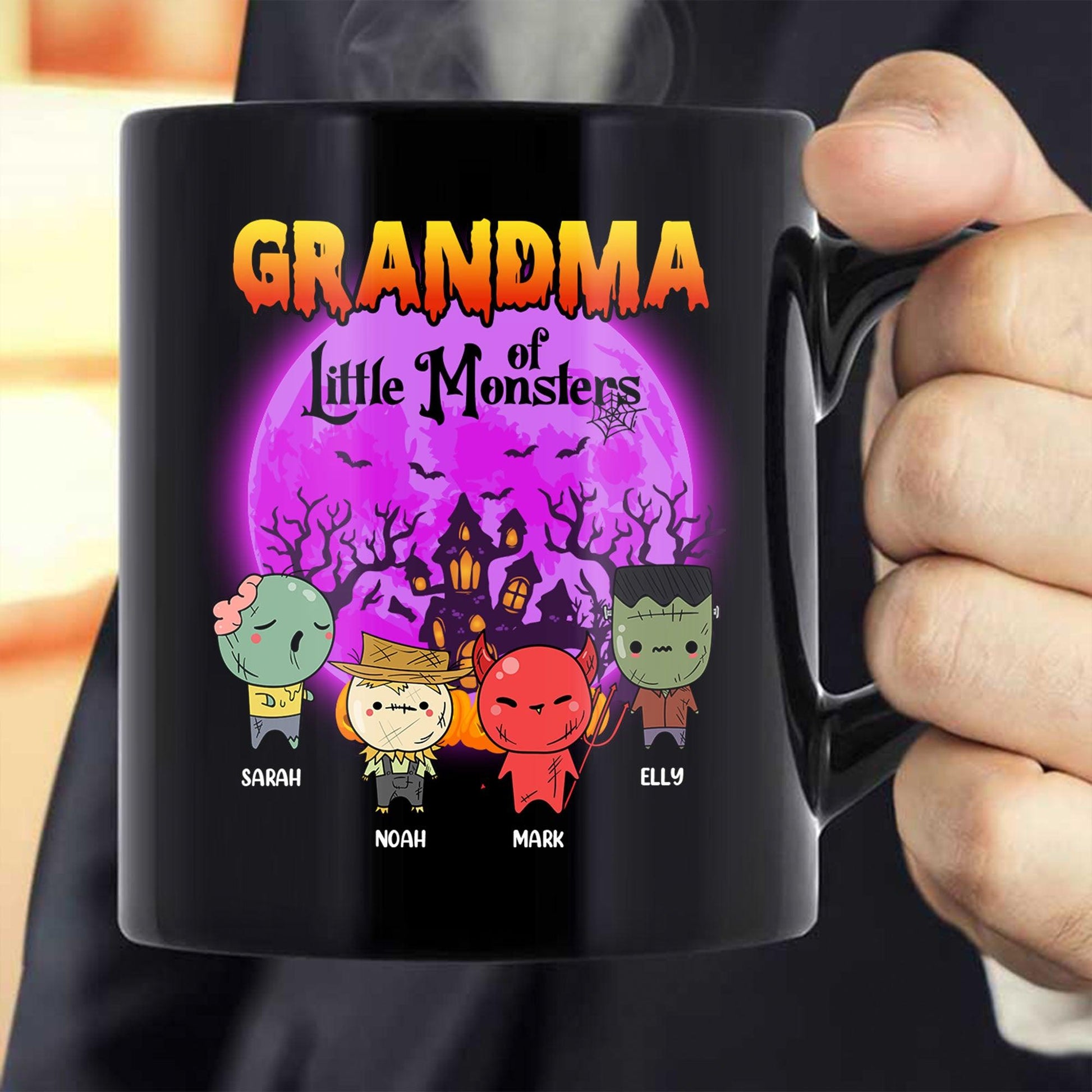 Grandma Little Monster Halloween Mug - Personalized Custom Mug