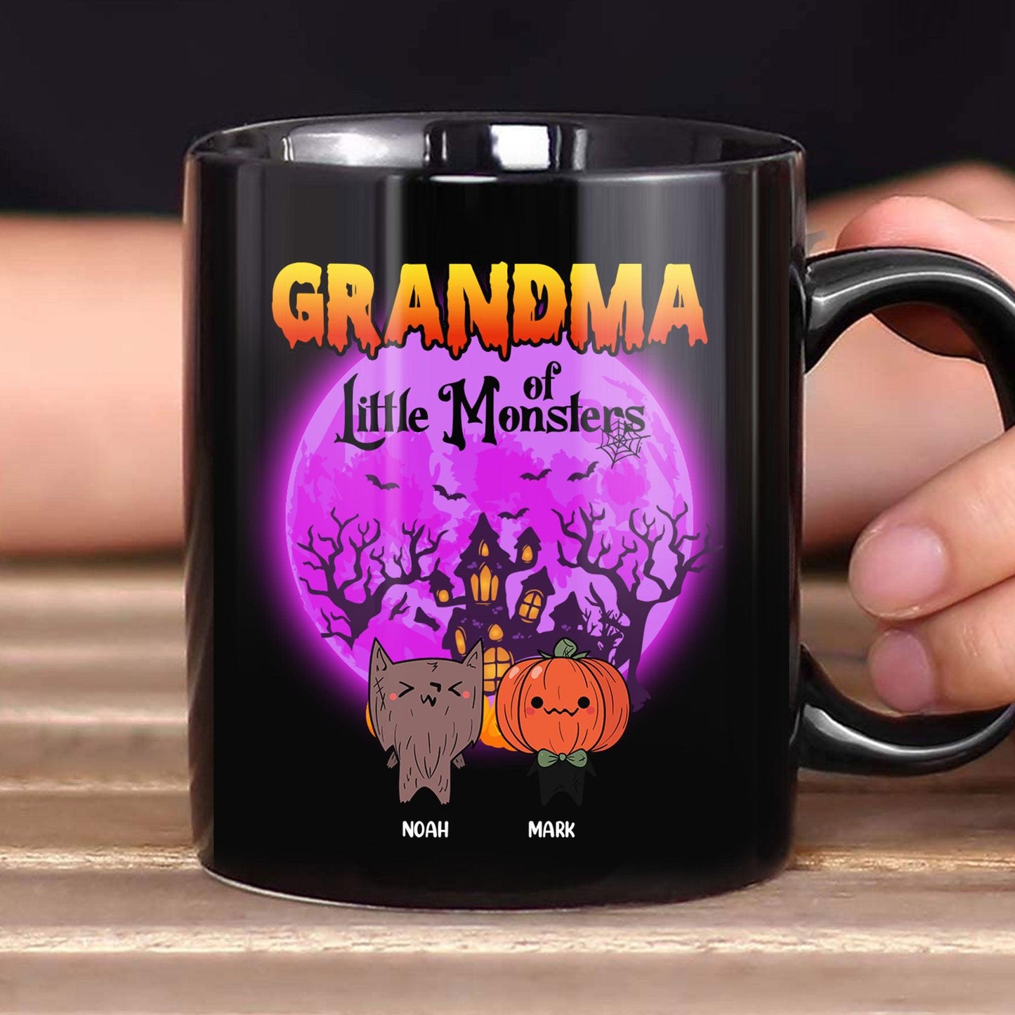 Grandma Little Monster Halloween Mug - Personalized Custom Mug