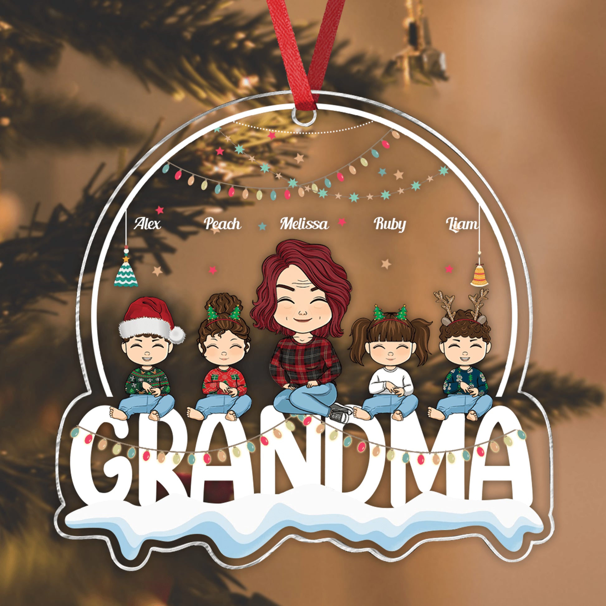 Grandma Christmas Days Gift - Personalized Custom Acrylic Ornament