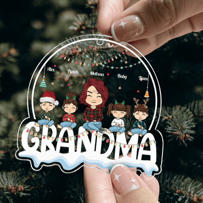 Grandma With Her Kids On Christmas Days Best Gift For Nana - Personalized Custom Shape Acrylic Ornament
