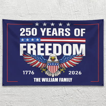 Custom Family Name 250th Birthday - America Freedom With Eagle - House Flag Decor