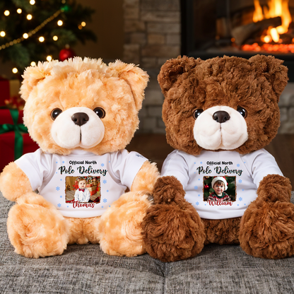 Checked Twice Nice Merry Christmas - Teddy Bear With Personalized Photo Shirt
