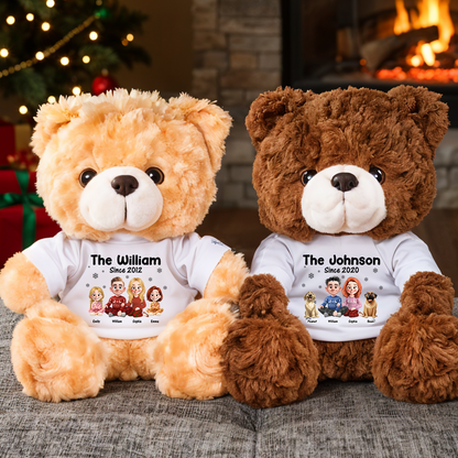 God Bless Our Family - Teddy Bear With Personalized Photo Shirt