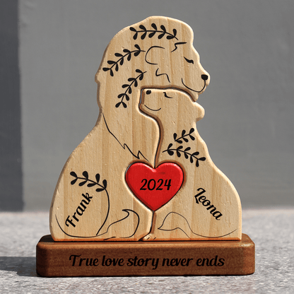 Married Lion Family Puzzle - Wooden Pet Carving Keepsake