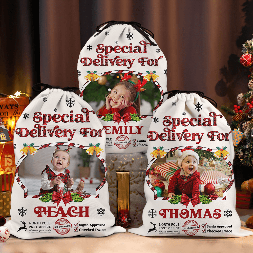 Glitter Christmas Sack - Personalized Santa Gift Bag