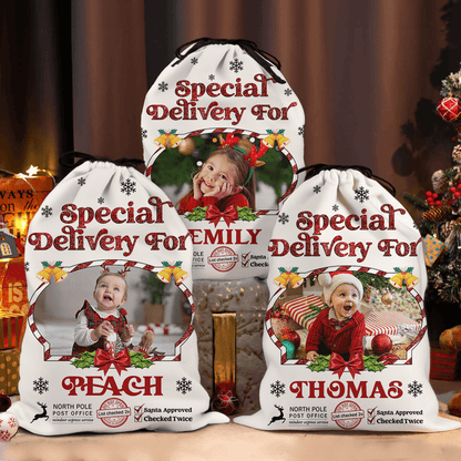 Glitter Christmas Sack - Personalized Santa Gift Bag