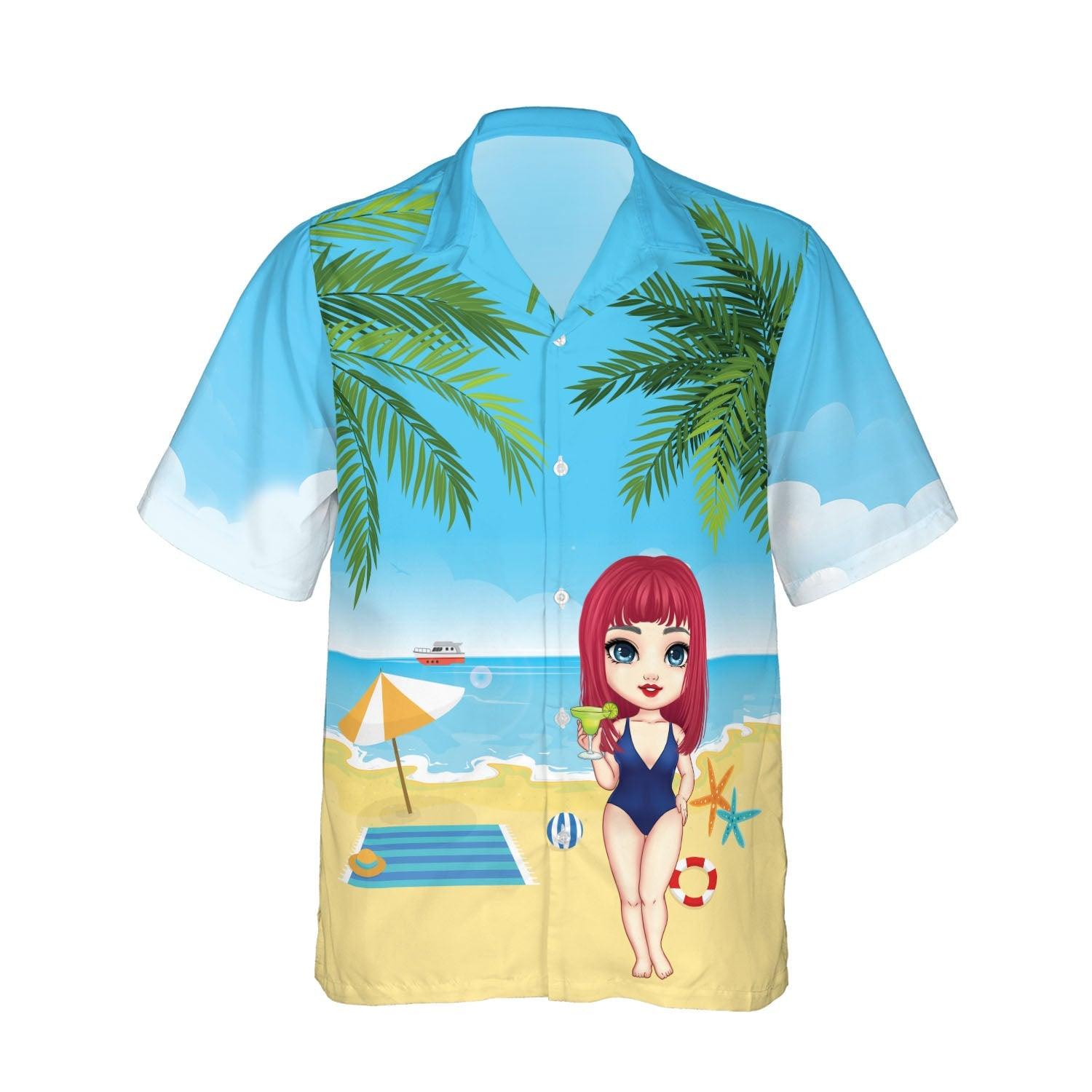 Personalized Cute Beach Girl Hawaiian Shirt, Summer Vacation 2025