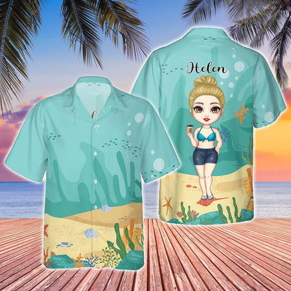 Personalized Hawaii Girl Hawaiian Shirt, Summer Vacation 2025
