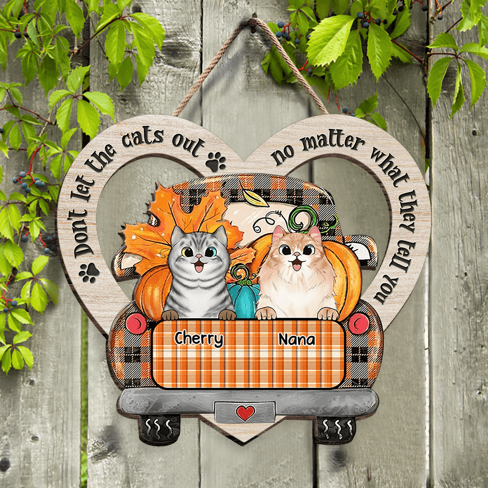 Happy Fall Dont Let The Cats Out Personalisiertes Katzenrassen-Familiengeschenk - Personalisiertes Türschild