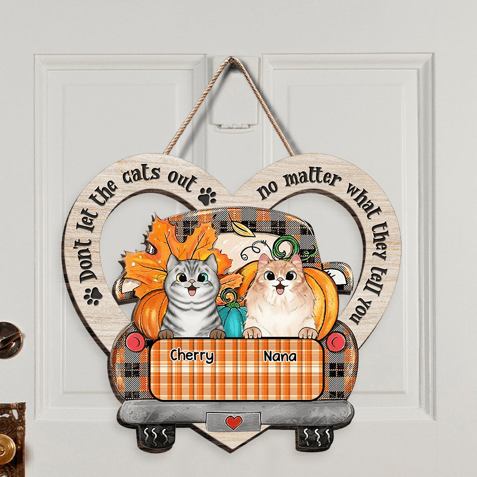 Personalized Halloween Door Sign - Cats Out Custom Cat Breeds Gift