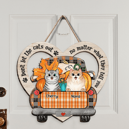 Happy Fall Dont Let The Cats Out Personalisiertes Katzenrassen-Familiengeschenk - Personalisiertes Türschild