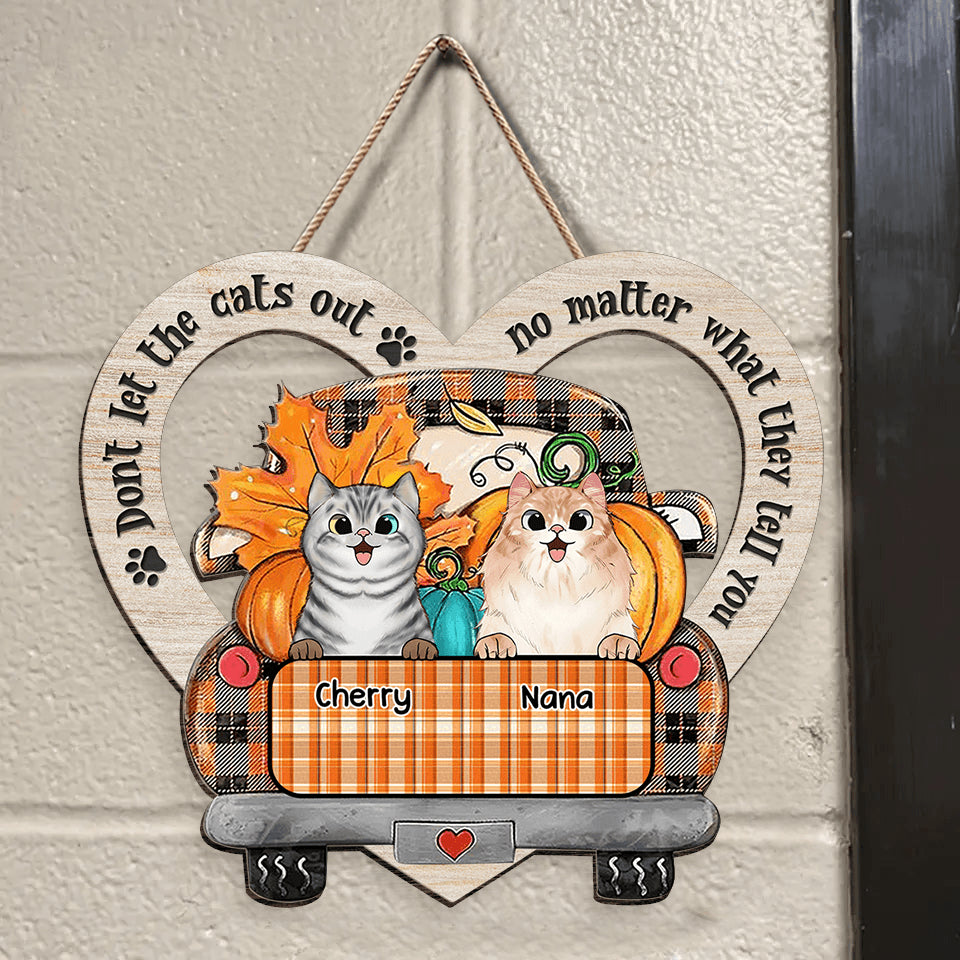 Personalized Halloween Door Sign - Cats Out Custom Cat Breeds Gift