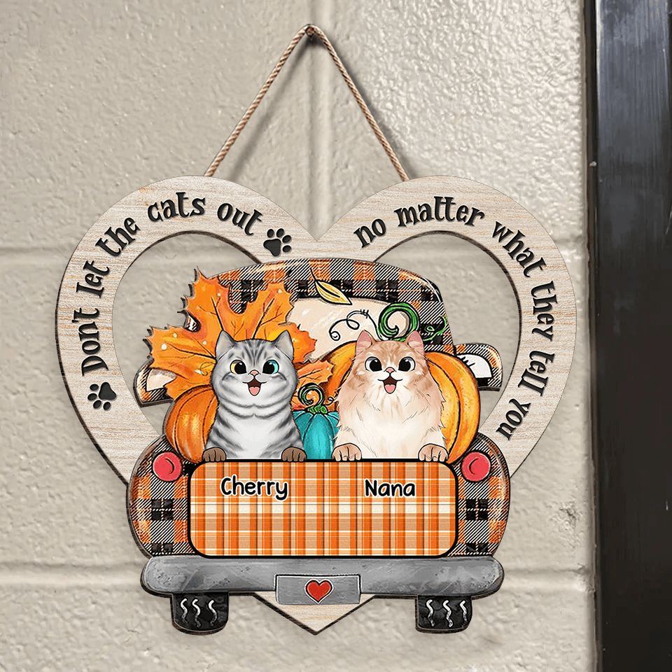 Happy Fall Dont Let The Cats Out Personalisiertes Katzenrassen-Familiengeschenk - Personalisiertes Türschild