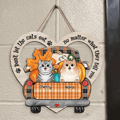 Happy Fall Dont Let The Cats Out Personalisiertes Katzenrassen-Familiengeschenk - Personalisiertes Türschild
