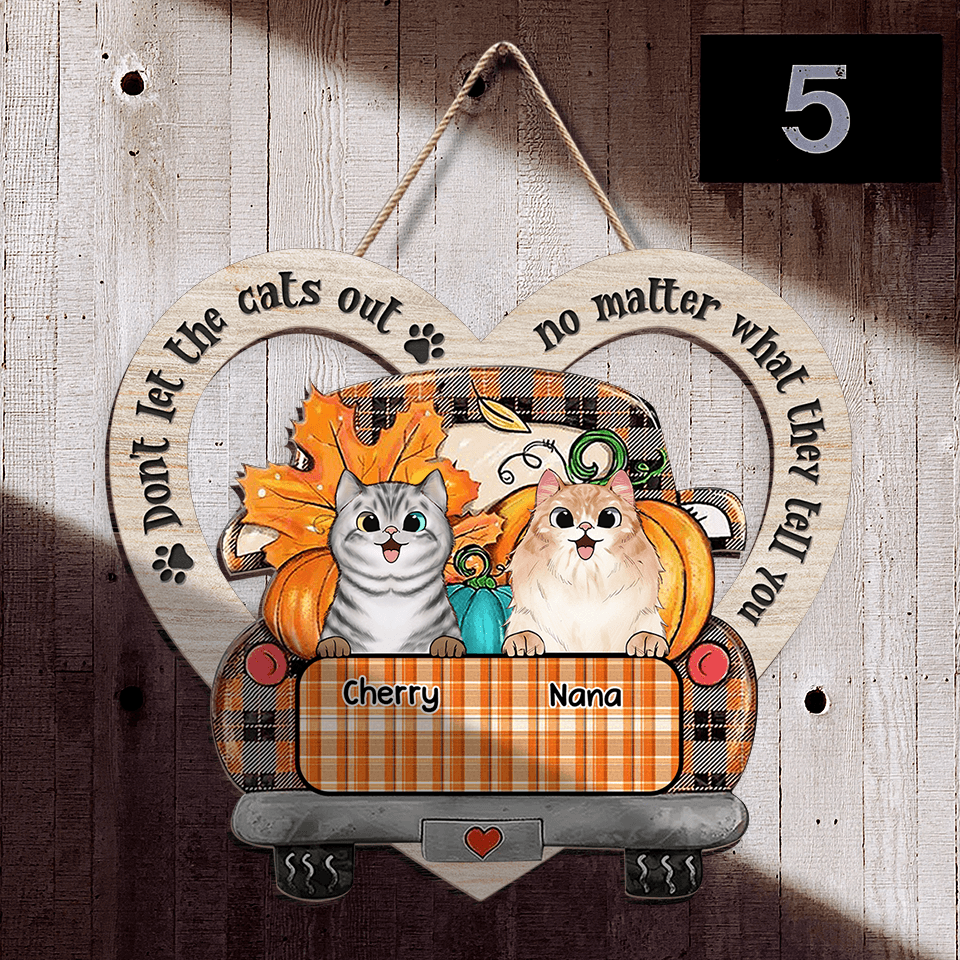 Happy Fall Dont Let The Cats Out Personalisiertes Katzenrassen-Familiengeschenk - Personalisiertes Türschild