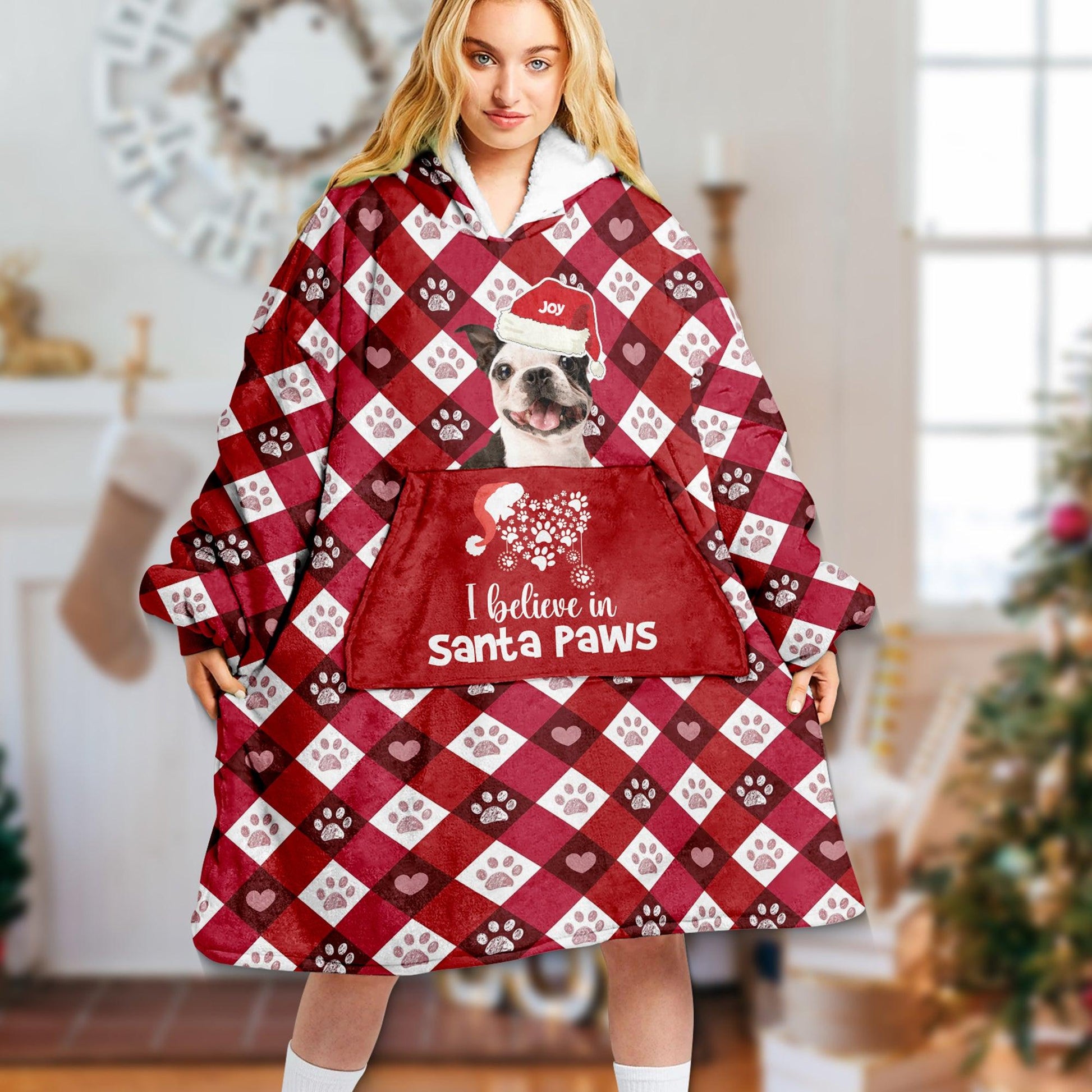 I Believe In Santa Paw Blanket - Wearable Blanket Hoodie