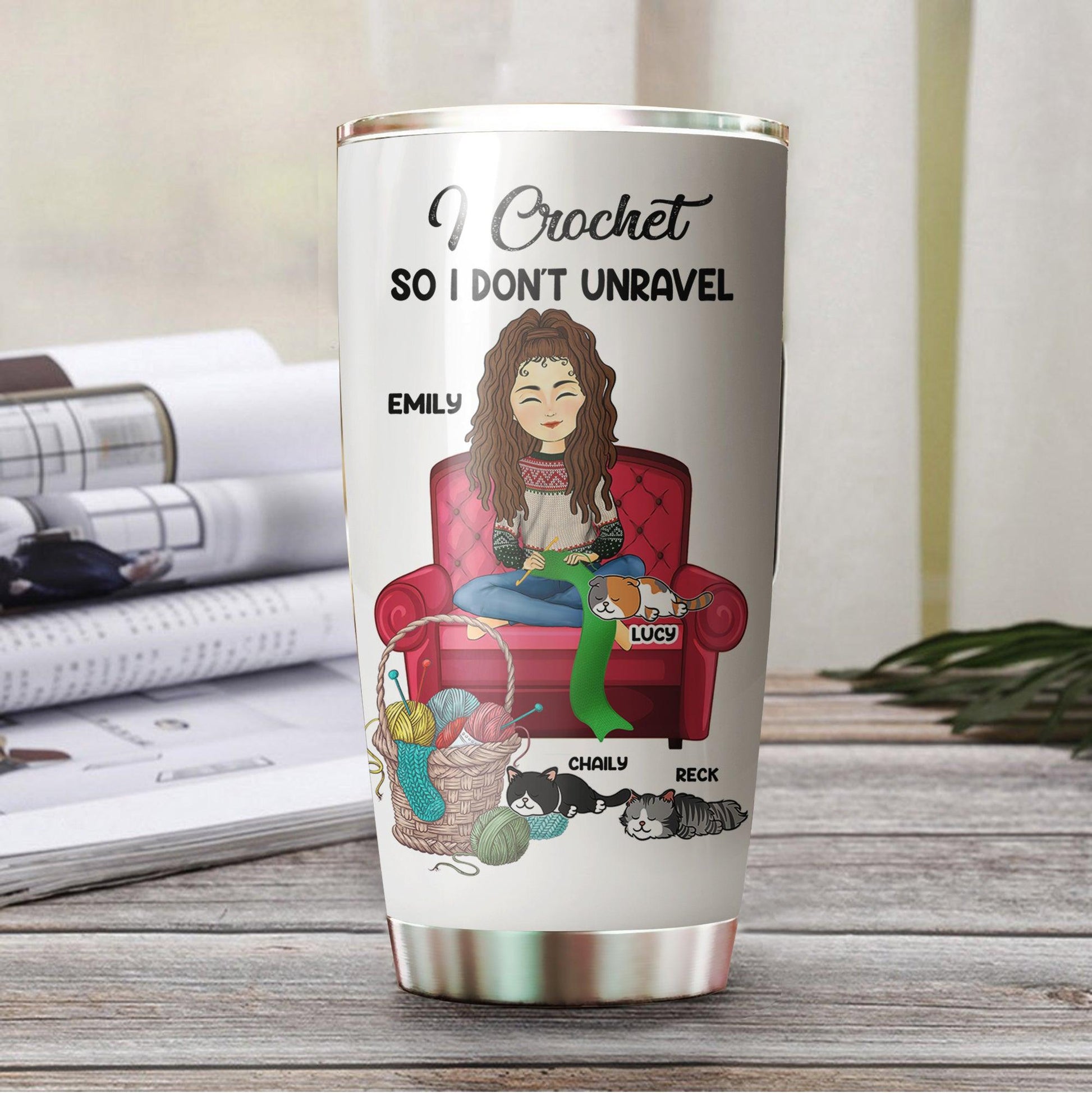 Personalized Crochet Tumbler - Best Gift For Crochet and Knitting