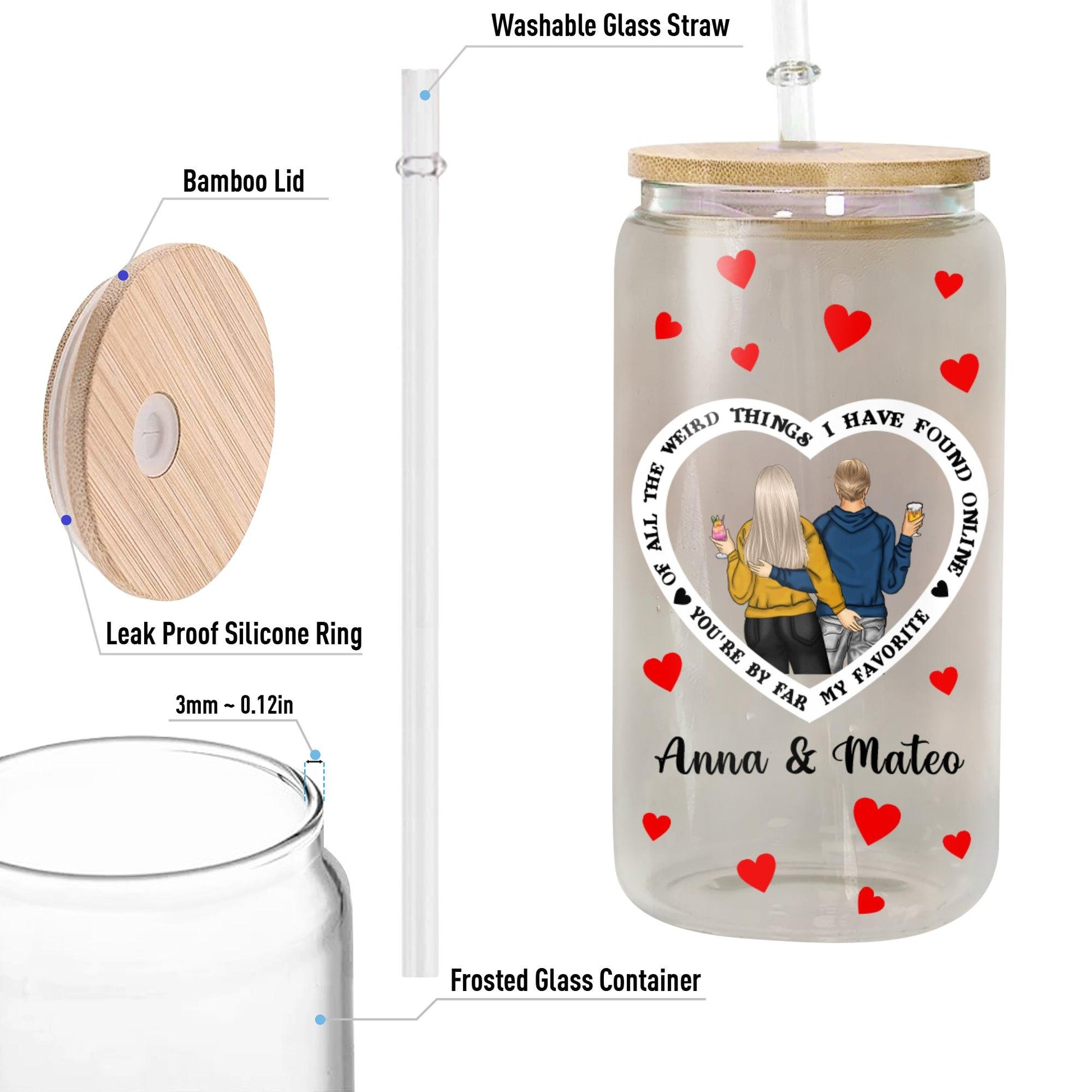 I Found You Anniversary Glass Bottle - Personalized Glass Bottle