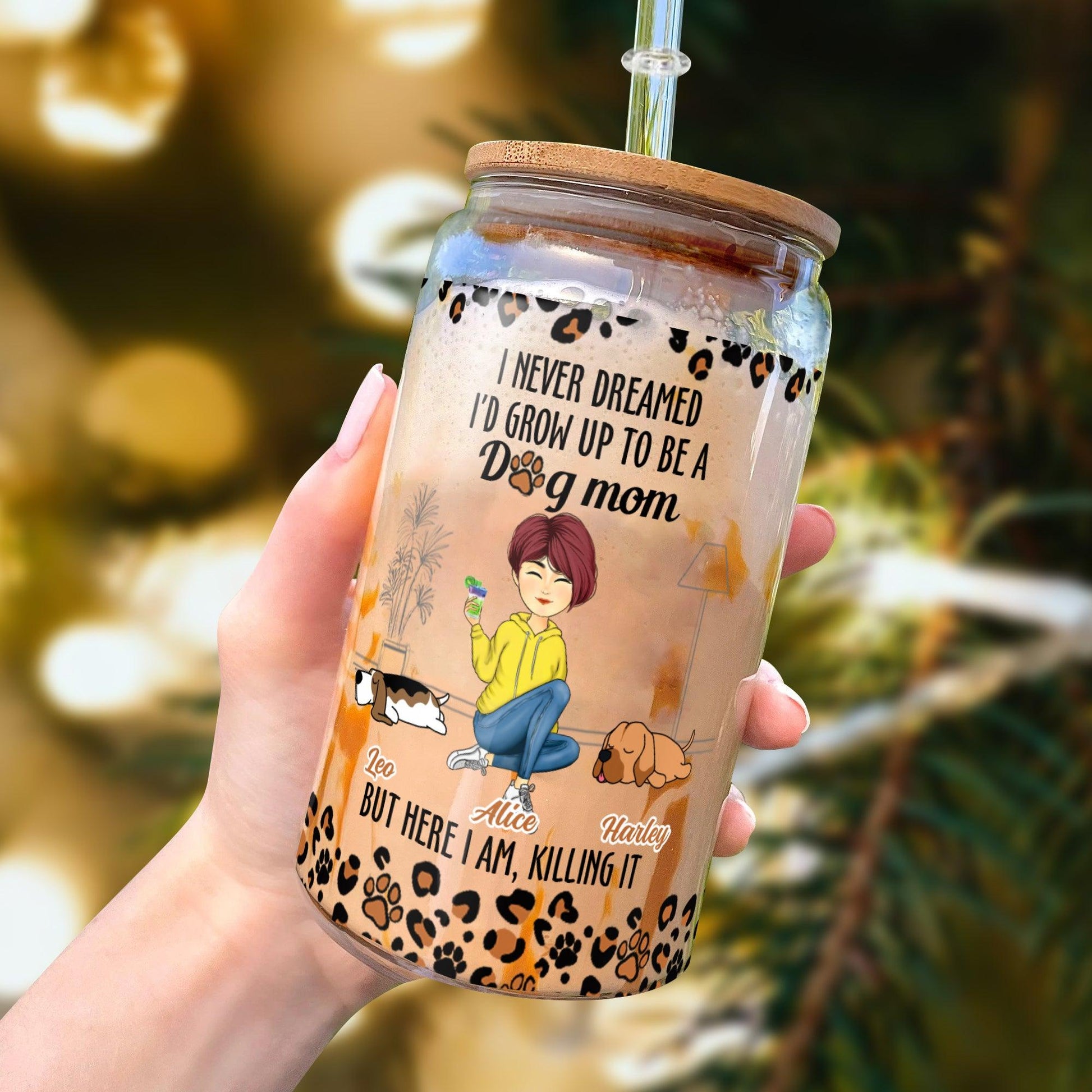 I Never Dreamed Dog Mom - Personalized Glass Bottle Mother Gift