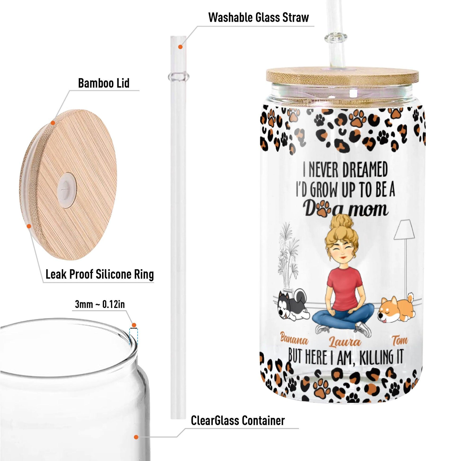 I Never Dreamed Dog Mom - Personalized Glass Bottle Mother Gift